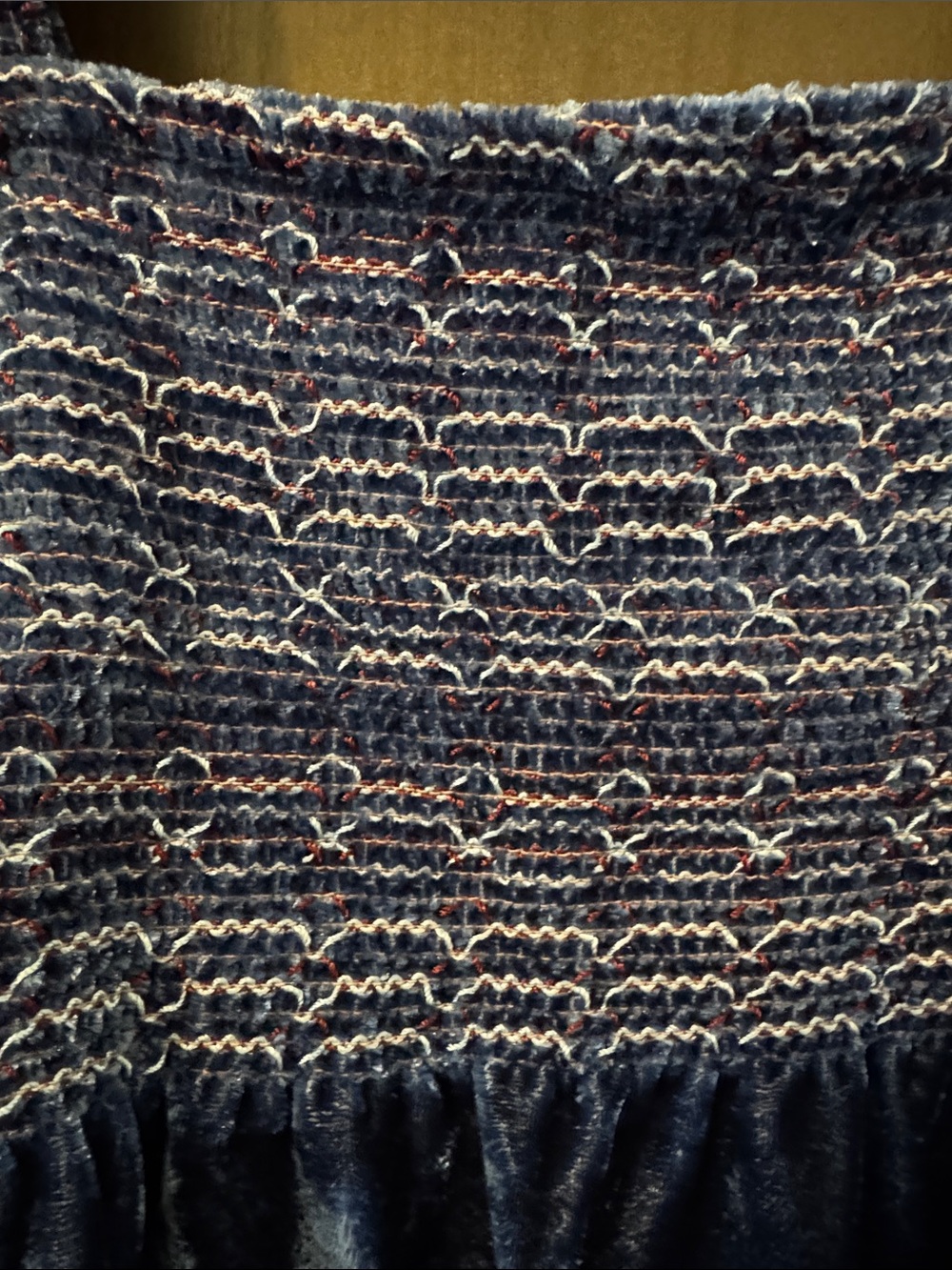 Free People Blue and Velvet Smocked Mini Dress - Picture 2 of 10
